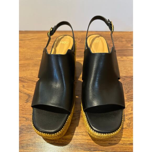 Franco Sarto Women's Tamryn Leather Platform Sandals Black Size 9.5M NWT - Picture 3 of 11